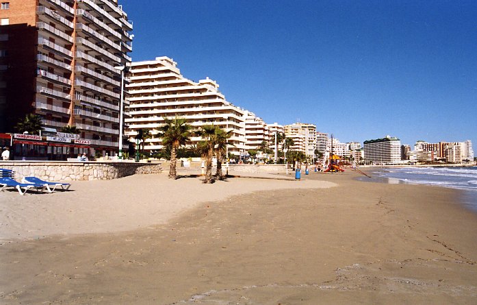 Levante beach in Benidorm with hotels on beach